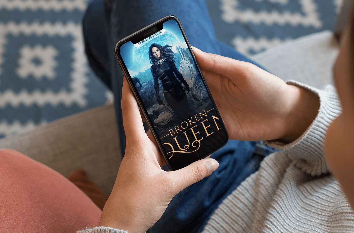 Reading romance books on phone